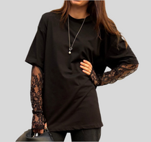 Carica l&#39;immagine nel visualizzatore di Gallery, T-shirt manicotto pizzo
