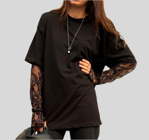 T-shirt manicotto pizzo